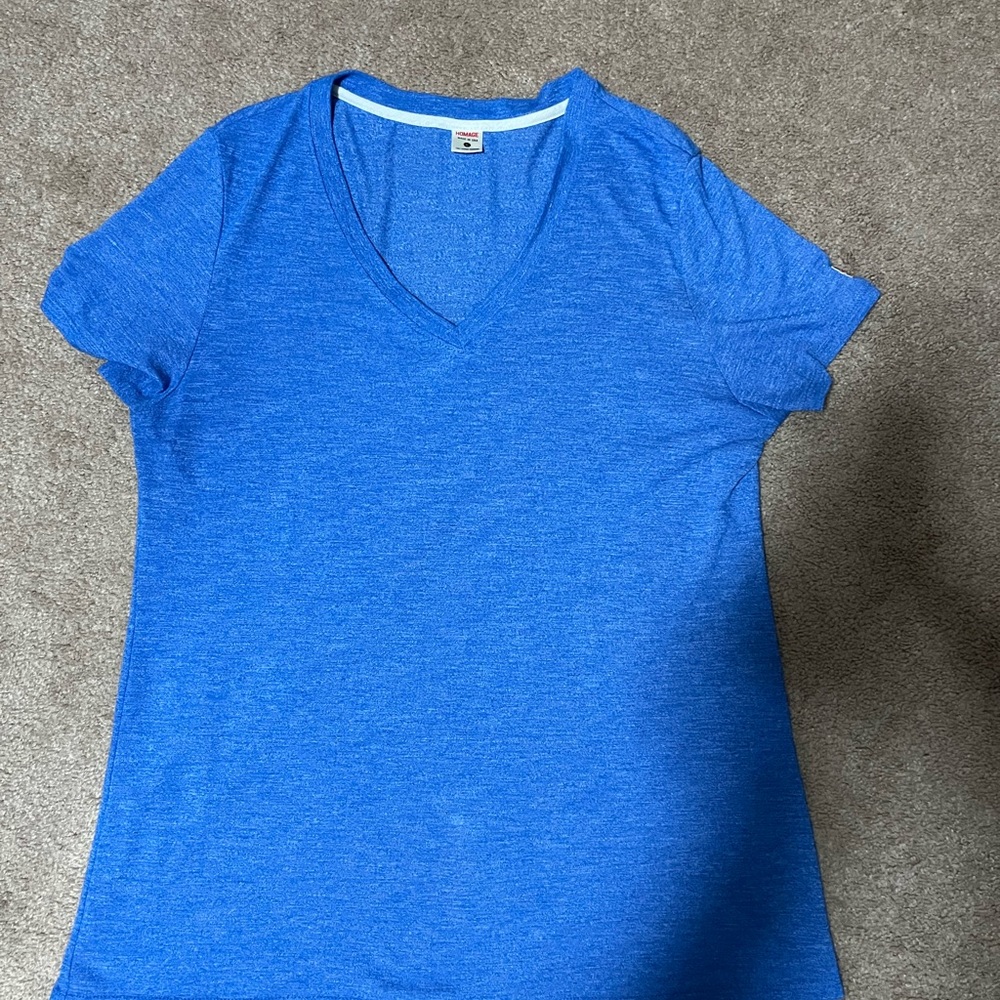 Homage Blue V-Neck Women's Top